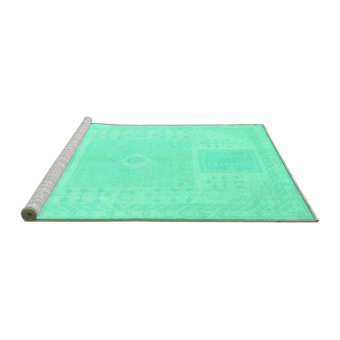 Sideview of Machine Washable Abstract Turquoise Modern Area Rugs, wshabs2745turq