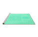 Sideview of Machine Washable Abstract Turquoise Modern Area Rugs, wshabs2745turq