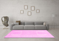 Machine Washable Abstract Pink Modern Rug, wshabs2745pnk