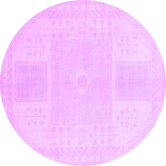 Round Machine Washable Abstract Purple Modern Area Rugs, wshabs2745pur