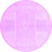 Round Machine Washable Abstract Purple Modern Area Rugs, wshabs2745pur