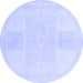 Round Abstract Blue Modern Rug, abs2745blu