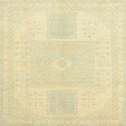 Square Machine Washable Abstract Brown Gold Rug, wshabs2745