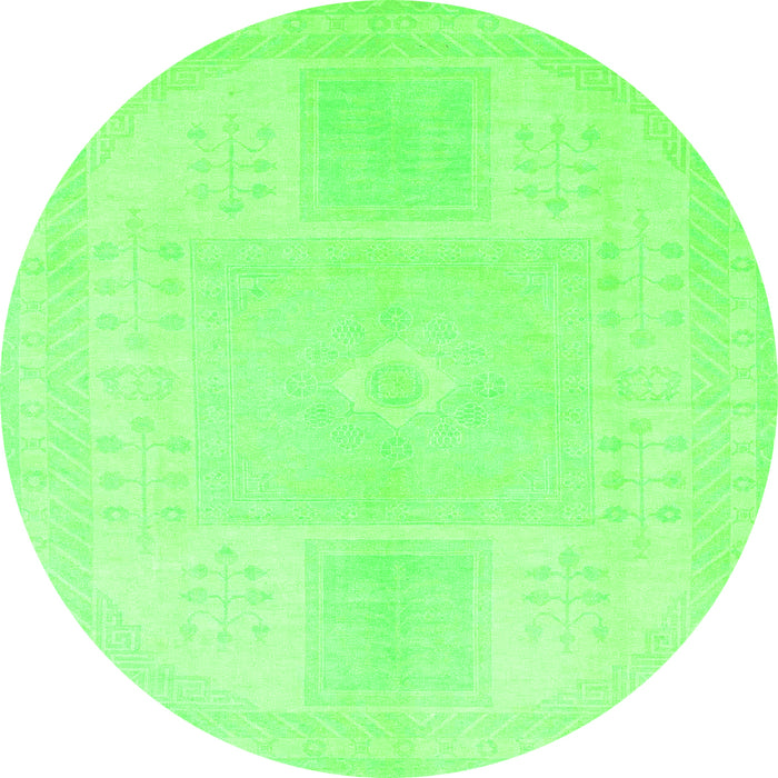 Round Abstract Green Modern Rug, abs2745grn