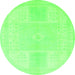 Round Abstract Green Modern Rug, abs2745grn