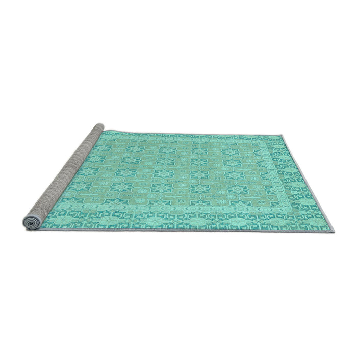 Sideview of Machine Washable Oriental Light Blue Traditional Rug, wshabs2746lblu