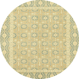 Round Abstract Copper Green Oriental Rug, abs2746