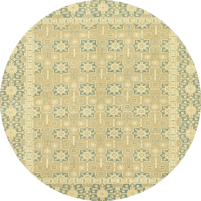 Round Abstract Copper Green Oriental Rug, abs2746
