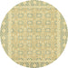 Round Abstract Copper Green Oriental Rug, abs2746