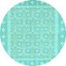 Round Machine Washable Oriental Light Blue Traditional Rug, wshabs2746lblu