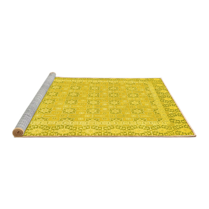 Sideview of Machine Washable Oriental Yellow Traditional Rug, wshabs2746yw