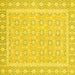 Square Machine Washable Oriental Yellow Traditional Rug, wshabs2746yw