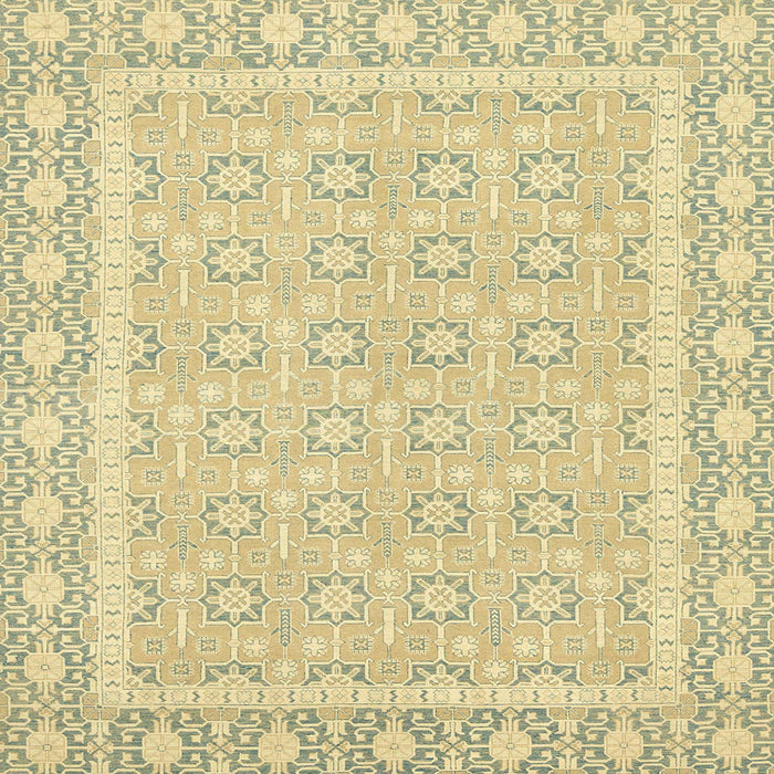 Square Abstract Copper Green Oriental Rug, abs2746