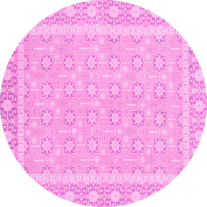 Round Oriental Pink Traditional Rug, abs2746pnk