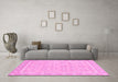 Machine Washable Oriental Pink Traditional Rug in a Living Room, wshabs2746pnk