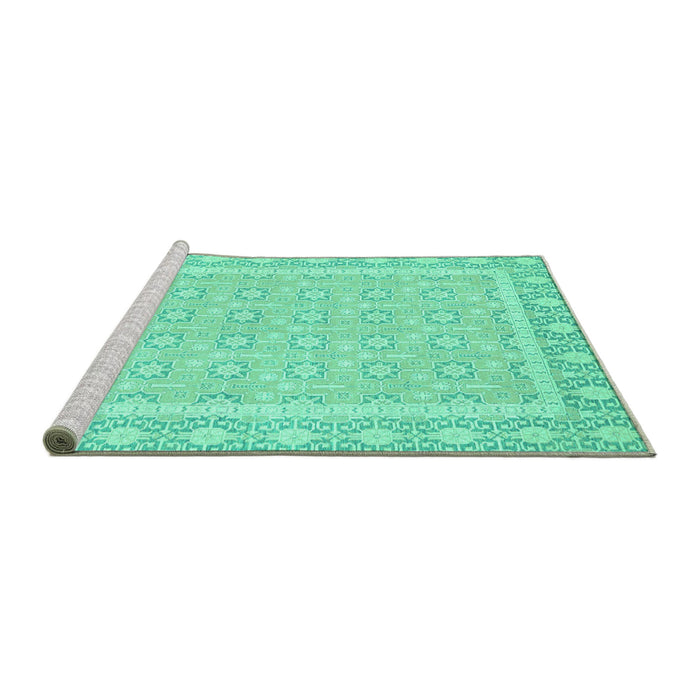 Sideview of Machine Washable Oriental Turquoise Traditional Area Rugs, wshabs2746turq