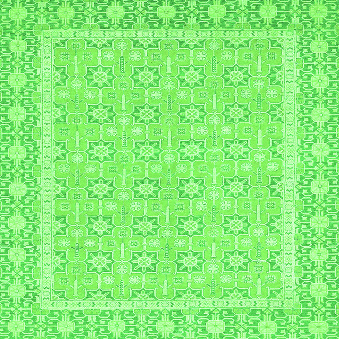 Square Oriental Green Traditional Rug, abs2746grn