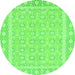 Round Machine Washable Oriental Green Traditional Area Rugs, wshabs2746grn