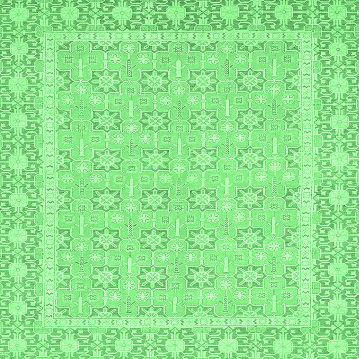 Square Oriental Emerald Green Traditional Rug, abs2746emgrn