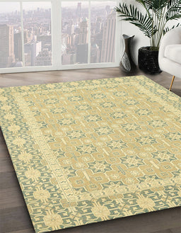 Machine Washable Abstract Brass Green Rug in a Family Room, wshabs2746