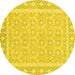 Round Oriental Yellow Traditional Rug, abs2746yw