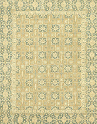 Machine Washable Abstract Brass Green Rug, wshabs2746