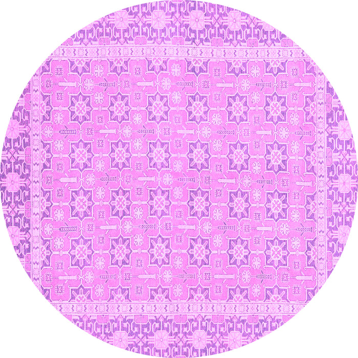 Round Machine Washable Oriental Purple Traditional Area Rugs, wshabs2746pur