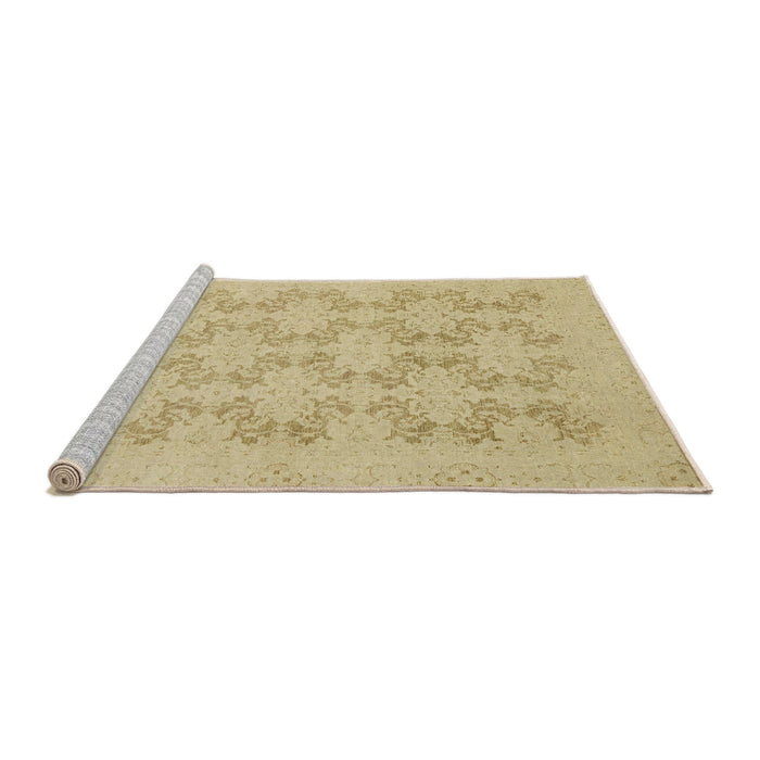 Sideview of Machine Washable Abstract Metallic Gold Rug, wshabs2747