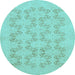 Round Abstract Light Blue Modern Rug, abs2747lblu