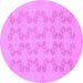 Round Machine Washable Abstract Purple Modern Area Rugs, wshabs2747pur