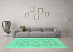 Machine Washable Abstract Turquoise Modern Area Rugs in a Living Room,, wshabs2747turq