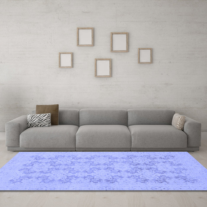 Machine Washable Abstract Blue Modern Rug in a Living Room, wshabs2747blu