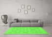 Machine Washable Abstract Green Modern Area Rugs in a Living Room,, wshabs2747grn