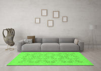 Machine Washable Abstract Green Modern Rug, wshabs2747grn