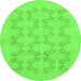 Round Machine Washable Abstract Green Modern Area Rugs, wshabs2747grn