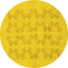 Round Abstract Yellow Modern Rug, abs2747yw