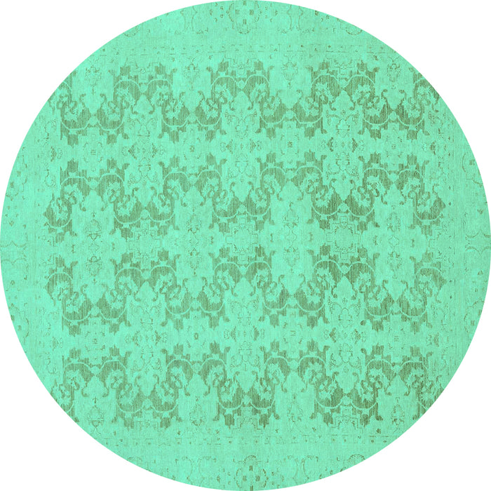 Round Machine Washable Abstract Turquoise Modern Area Rugs, wshabs2747turq