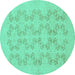 Round Machine Washable Abstract Turquoise Modern Area Rugs, wshabs2747turq