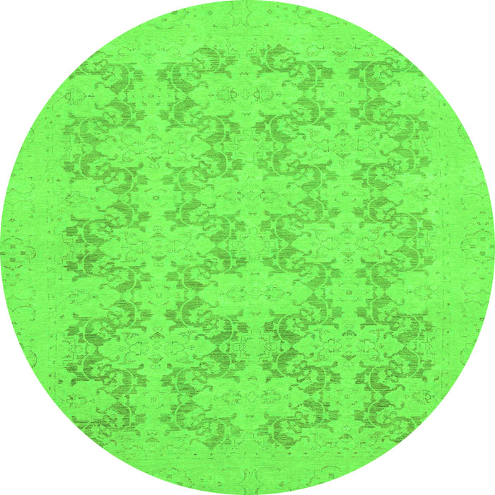 Round Abstract Green Modern Rug, abs2747grn