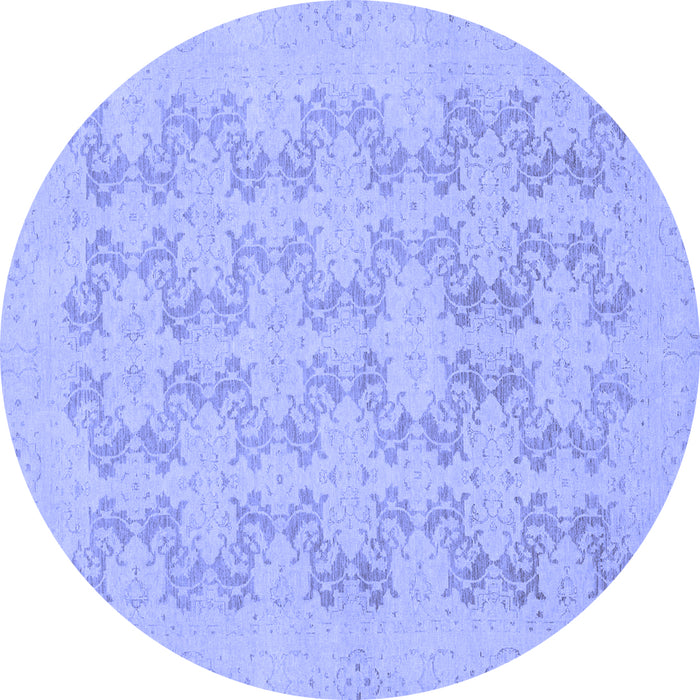 Round Abstract Blue Modern Rug, abs2747blu