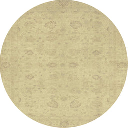 Round Abstract Yellow Modern Rug, abs2748