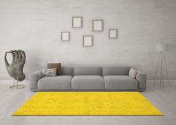 Machine Washable Abstract Yellow Modern Rug in a Living Room, wshabs2748yw