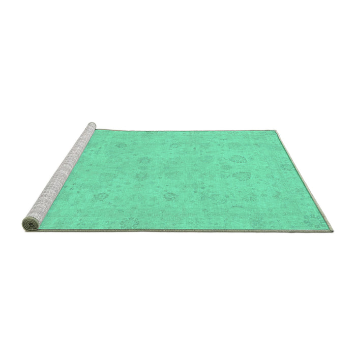 Sideview of Machine Washable Abstract Turquoise Modern Area Rugs, wshabs2748turq