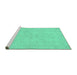 Sideview of Machine Washable Abstract Turquoise Modern Area Rugs, wshabs2748turq