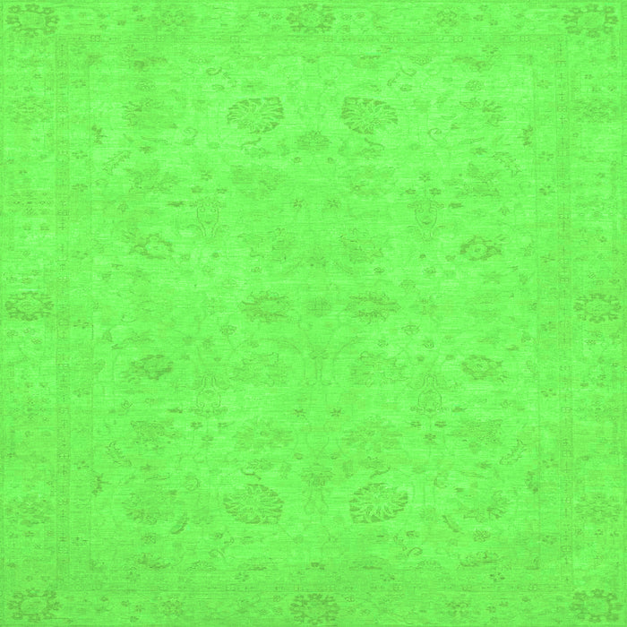 Square Machine Washable Abstract Green Modern Area Rugs, wshabs2748grn