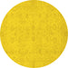 Round Machine Washable Abstract Yellow Modern Rug, wshabs2748yw