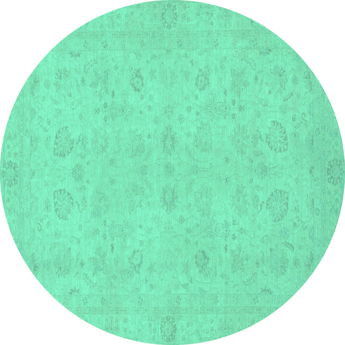 Round Machine Washable Abstract Turquoise Modern Area Rugs, wshabs2748turq
