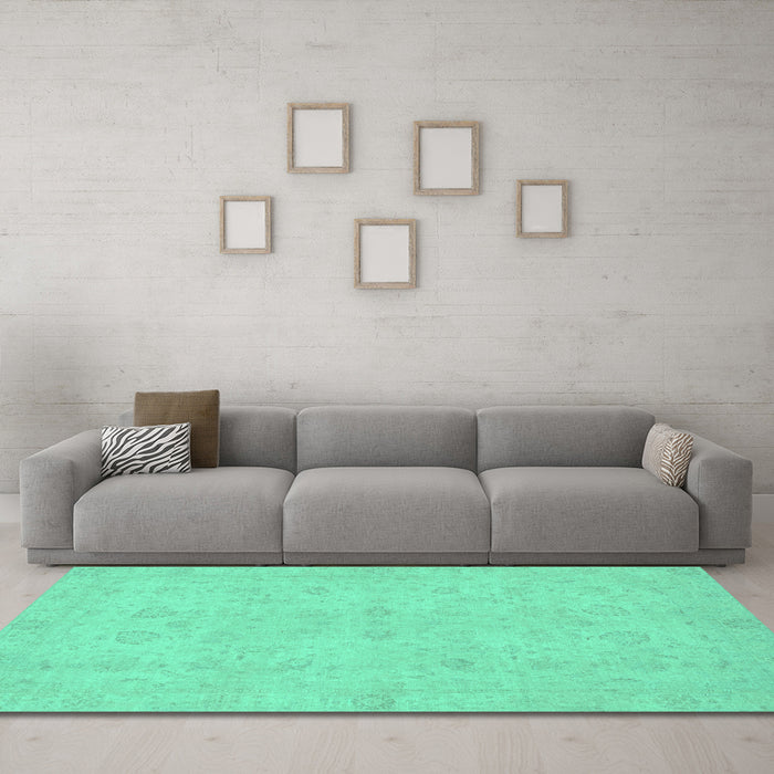 Machine Washable Abstract Turquoise Modern Area Rugs in a Living Room,, wshabs2748turq