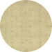 Round Machine Washable Abstract Yellow Rug, wshabs2748