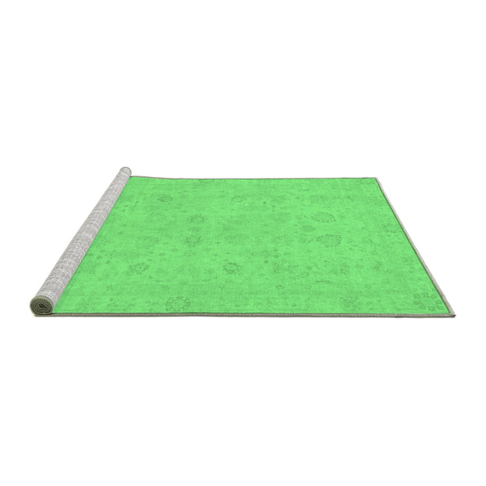 Sideview of Machine Washable Abstract Emerald Green Modern Area Rugs, wshabs2748emgrn